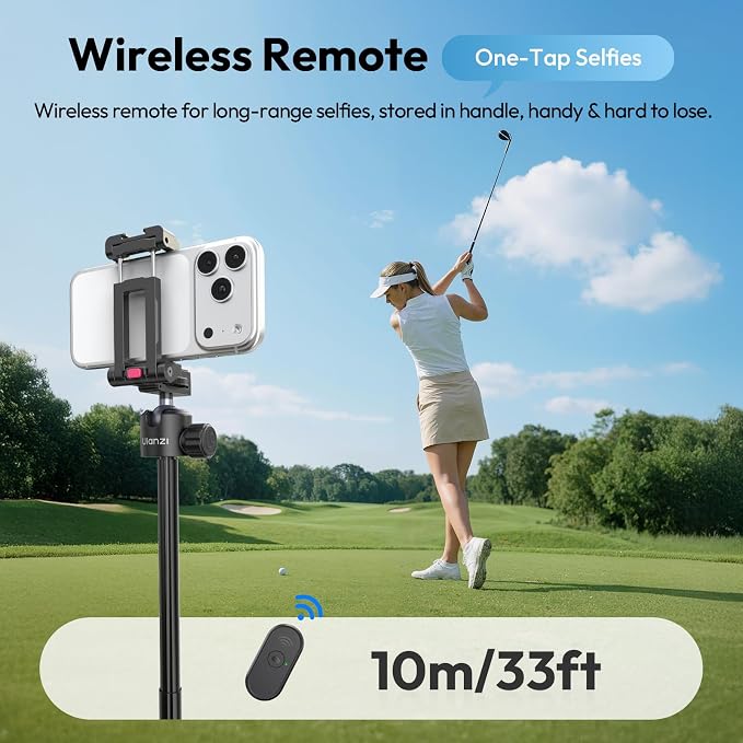ULANZI MT-44B Phone Tripod, 59'' Auto Open Phone Stand with Dual Camera Set up, 360° Ball Head, Extendable Selfie Stick w Cold Shoe for Filming/Selfie in Vlog, Family Gatherings, Black