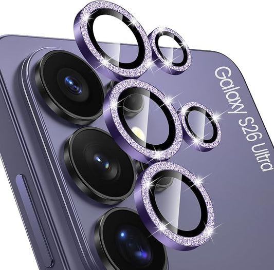 Tensea (3+2PCS Compatible with Samsung Galaxy S26 Ultra Camera Lens Protector, 9H Tempered Glass Camera Cover Screen Protector Metal Individual Ring [Installation Tray][Case Friendly]