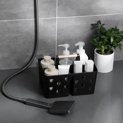 Anyoifax Portable Shower Caddy Plastic Shower Basket Organizer Divided Bathroom Caddy Storage Cleanning Caddy Tote with Handle for College, Dorm Room, Kitchen, Black
