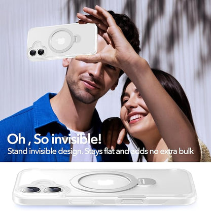 Anqrp 360° All-in-ONE Stand Case for iPhone 16 Case with Rotatable Magnetic Kickstand Ring Holder, Compatible with MagSafe, MIL-Grade Shockproof iPhone 16 Phone Case Cover 6.1 inch, Mist Matte Clear