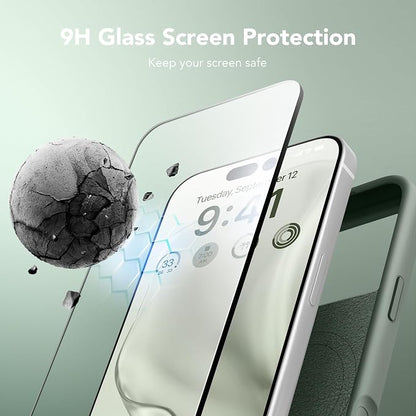 GONEZ Magnetic for iPhone 17 Pro Max Case, Compatible with MagSafe, [Screen Protector + Camera Lens Protector], Liquid Silicone Anti-Scratch Shockproof Protective Phone Case 6.9 inch, Calke Green