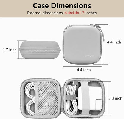 Charger Case for Macbook, Portable Tech Electronic Organizer Bag, Small Travel Storage Pouch for Laptop Accessories, MacBook Power Adapter, Charging Cords, USB Drives, Power Bank (Grey PU, M)