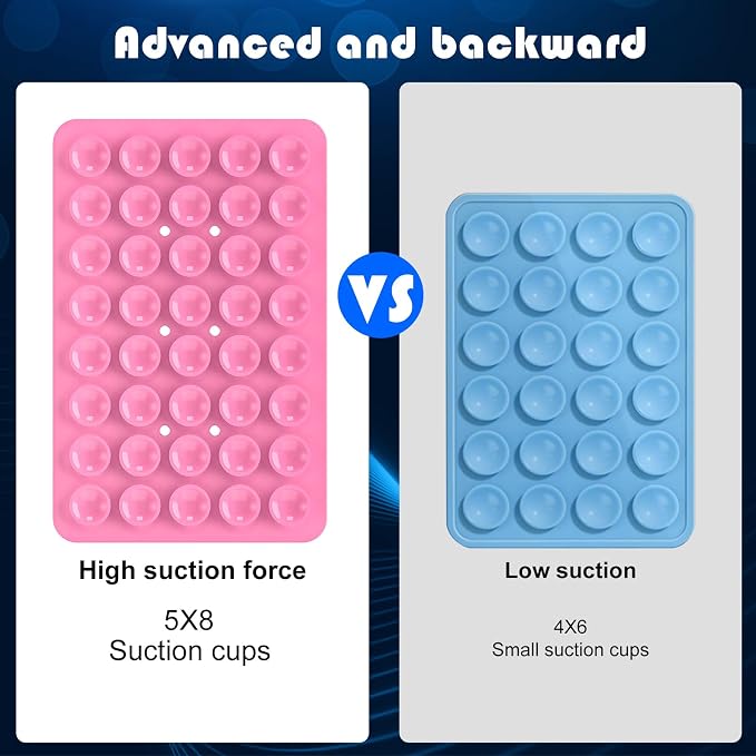 Double Sided Silicone Suction Phone Holder Mount, Silicon Accessory for iPhone and Android, Hands-Free Mirror Shower Phone Holder, TikTok Videos and Selfies (Pink+Violet)