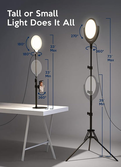 Ring Light for Online Teaching Video 2700-6500K Home Office Studio Light - Desktop & Phone Tripod Stand - High CRI 2-Point Lighting for Video Recording/Photography/Flexible Work