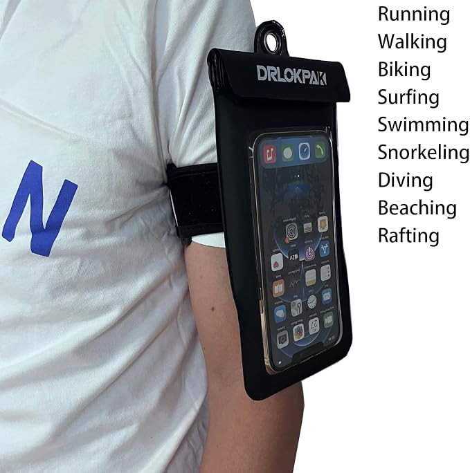 DRLOKPAK Waterproof Phone Case Armband Surfing Dry Bag Floating Waterproof Pouch Holder for iPhone 15 14 13 12 Pro Max XS Plus Se Galaxy S23 + Ultra W24 Google LG Phone up to 7inch