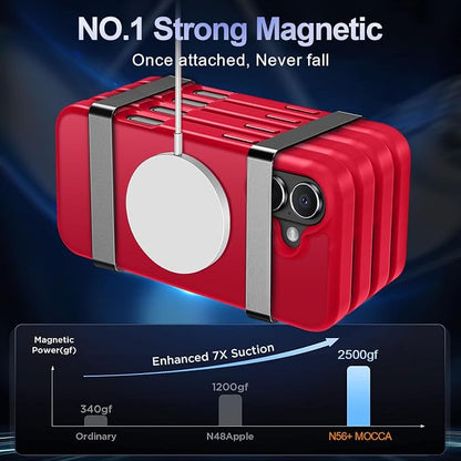 MOCCA Strong Magnetic for iPhone 16 Case, [Compatible with Magsafe][16FT Mil-Grade Drop Protection] Slim Thin Translucent Matte Protective Cover Case for iPhone 16 Phone Case 6.1", Red