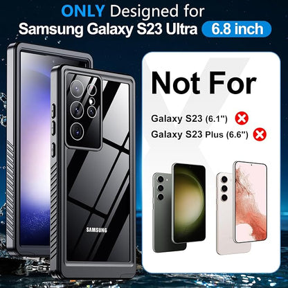 MOZOTER for Samsung Galaxy S23 Ultra Case Waterproof,[IPX8 Underwater Case][Full Body Shockproof & Military Dropproof]Clear Sound Quality Built-in Screen Protector for Samsung S23 Ultra 6.8 inch-Black
