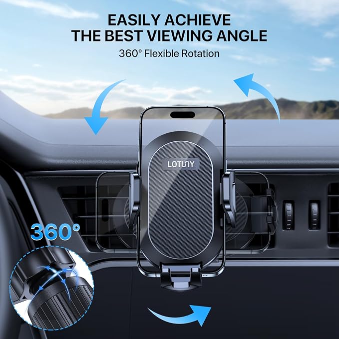 Car Phone Holder Mount, [Upgraded Vent Clip Never Fall Off] Universal Phone Holders for Your Car, Hands Free Air Vent Cell Phone Mount Compatible with iPhone Samsung and All 4.0-7.0 inches