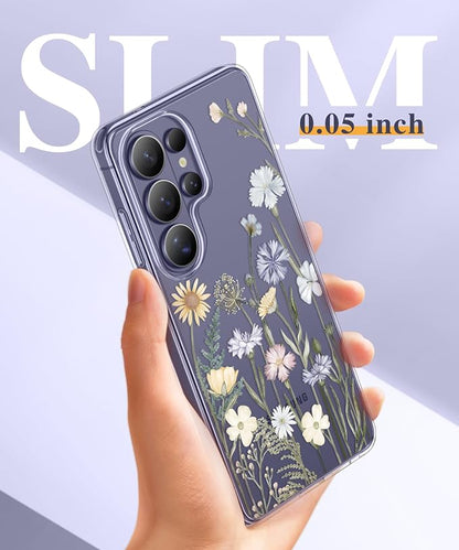 GVIEWIN for Samsung Galaxy S26 Ultra Case, Clear Floral Slim Shockproof Protective Women Phone Case, Non-Yellowing, with Screen Protector & Camera Lens Protector for S26 Ultra 6.9", Vibrant Spring
