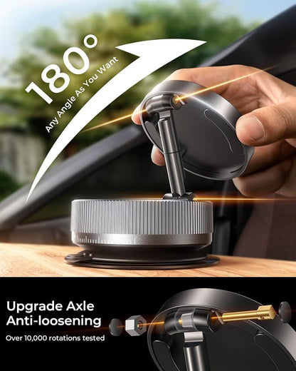 Upgraded Vacuum Magnetic Phone Holder Stand [89+LBS Strongest Suction & 24*N55 Ultra Magnetic] 360° Adjustable Car Phone Mount for MagSafe Suction Cup, Compatible with Car/Gym/Mirror for iPhone 17 16