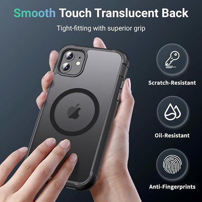 jaroco Magnetic for iPhone 11 Case, [Compatible with MagSafe][Military Grade Drop Protection][Heavy Duty Protection][Non-Slip][Shockproof] 2-Layer Durable Bumper Phone Case 6.1''-Black