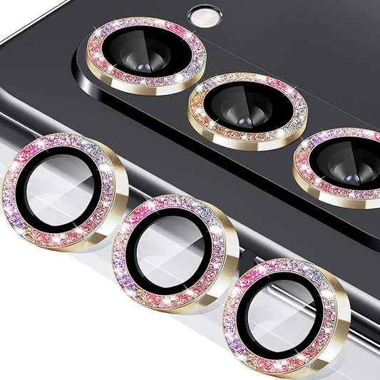 for Galaxy Z Fold 6 Camera Lens Protector Bling Glitter Individual Aluminium Alloy Ring 9H Tempered Glass Decorative Accessories Camera Cover for Samsung Galaxy Z Fold 6 Glitter Colorful