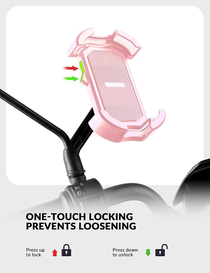 ROCKBROS Motorcycle Phone Mount, Motorcycle Phones Holder with Security Lock, Shockproof Phone Holder for Motorcycles, Adjustable Motorcycles Phone Holder Mount, Suitable for 4.7”-6.8” Phone