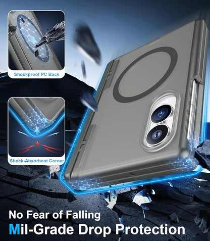 for Samsung Galaxy Z Fold 8 Case,[Compatible with MagSafe][Built-in HD Screen Protector & Kickstand][Hinge Protection] Translucent Matte Full-Body Shockproof Phone Case for Z Fold 8 Wide,Gray