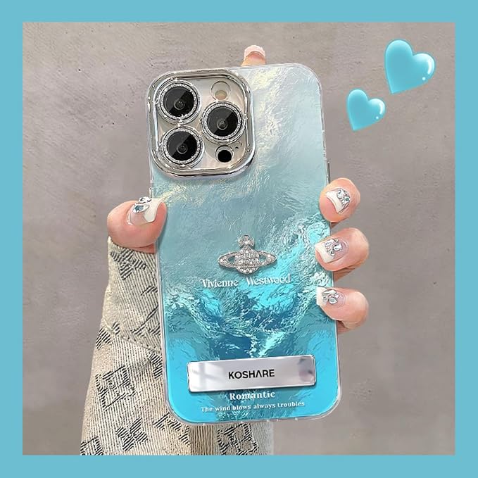 Case for iPhone Case, |Glass Lens Protector|Reflective|Sparkle & Glitter Design|Portable Bracket，It's a Great Gift for Girls (Purple, iPhone 14 pro max case)