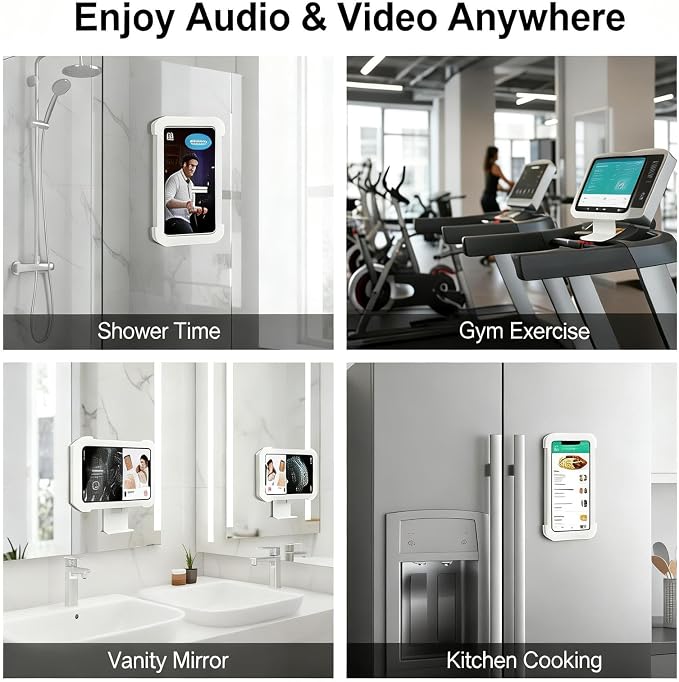 Shower Phone Holder Waterproof, 480° Rotatable Retractable Adjustable Shower Phone Case with Aromatherapy, Anti Fog Touch Screen Wall Phone Mount Stand, Phone Holder for Bathroom,for 4-7" Cellphones