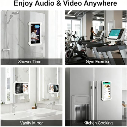Shower Phone Holder Waterproof, 480° Rotatable Retractable Adjustable Shower Phone Case with Aromatherapy, Anti Fog Touch Screen Wall Phone Mount Stand, Phone Holder for Bathroom,for 4-7" Cellphones