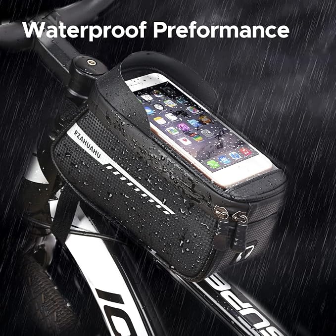 ENGWE Ebike Front Frame Bag for Mountain Bicycles,Compartment with TPU Phone Pocket Screen, Big Storage Waterproof Bike Bag, Phone Pouch for Iphone X/Max,Iphone 11 Pro Max 8plus Below 6.5''