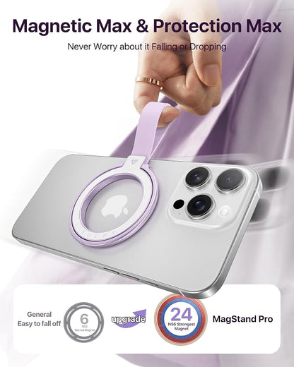 andobil [2026 Unrivaled Stability] Magnetic Phone Grip Holder for MagSafe Ring Stand Holder Kickstand Compatible with MagSafe Accessories for iPhone 17 Air 16 Pro Max Plus 15 14 13 12&Android, Purple