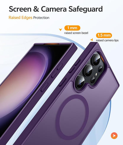 FNTCASE for Samsung Galaxy S23 Ultra Case, Compatible with Magsafe Purple | Translucent Matte Magnetic Back, 14FT Military Grade Drop Protection, Shockproof Protective Phone Cover