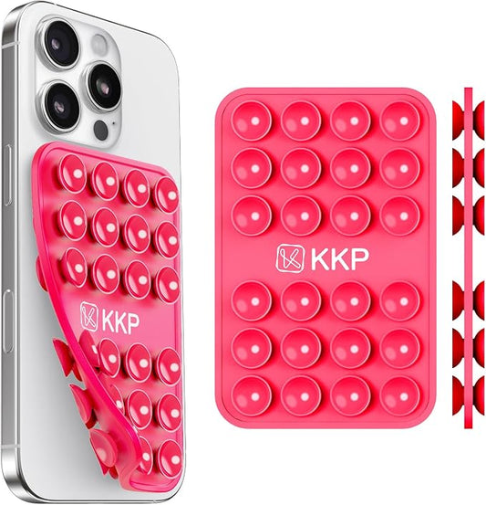 KKP Classic MAX - Silicone Suction Phone Case Adhesive Mount - Hands-Free, Strong Grip Holder for Selfies and Videos - iPhone and Android Compatible - 2.6″ x 3.9″