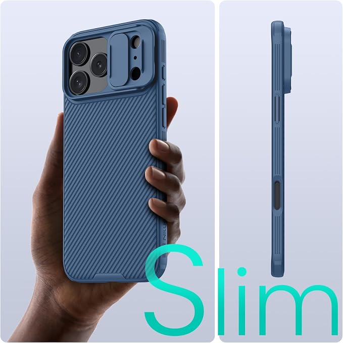 Nillkin for iPhone 17 Pro Case with Slide Camera Cover, Thin Slim Fit, Shockproof Protective, Protector Privacy, Phone Case iPhone 17 Pro Camera Lens Protector 6.3 inch, Blue