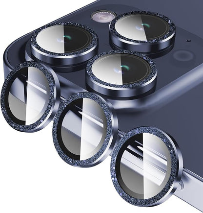 Jeluse Camera Lens Protector for iPhone 17 Pro Max/17 Pro/16 Pro Max/16 Pro/15 Pro Max/15 Pro/14 Pro Max/14 Pro, 9H Tempered Glass Screen Protector Cover Alignment Kit Metal Individual Ring