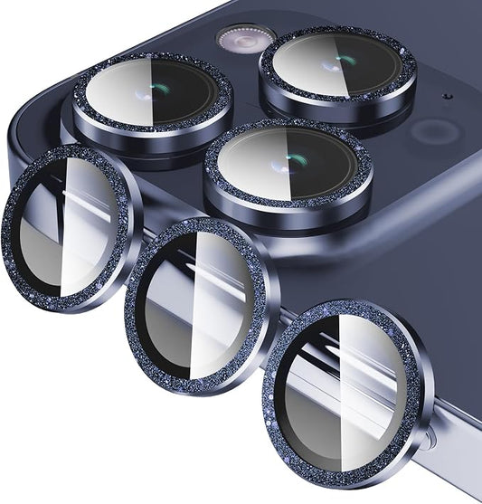 Jeluse Camera Lens Protector for iPhone 17 Pro Max/17 Pro/16 Pro Max/16 Pro/15 Pro Max/15 Pro/14 Pro Max/14 Pro, 9H Tempered Glass Screen Protector Cover Alignment Kit Metal Individual Ring