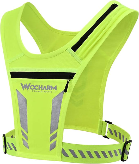Reflective Vest Chest Phone Holder, Adjustable Hydration Training Workout Gear for Nighttime Running Biking