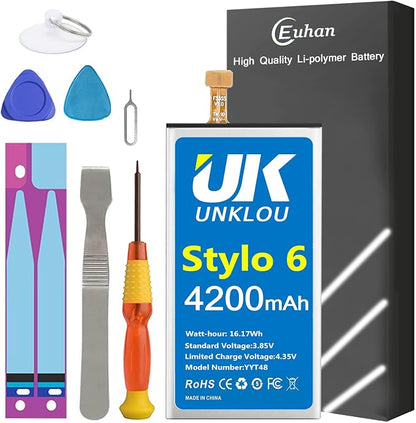 Battery for LG Stylo 6, [Upgraded] UNKLOU 4200mAh Li-Polymer Replacement Battery for LG Stylo 6 BL-T48 LM-Q730MM LGQ730MM with Repair Replacement Tool Kit [24 Month Service]