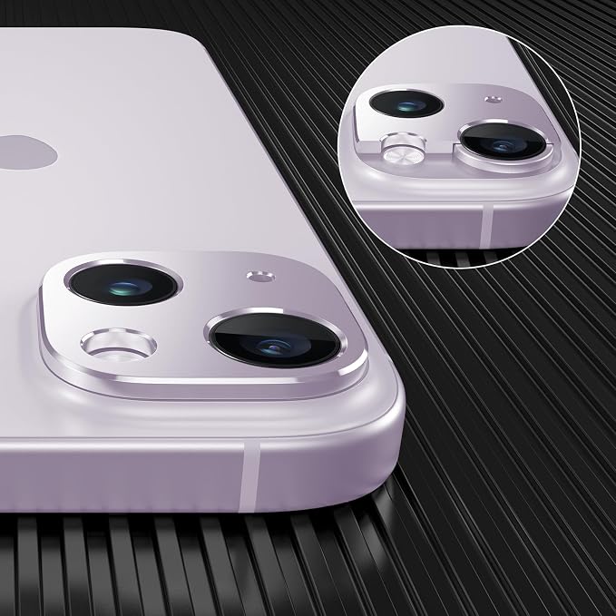 2 Packs Camera Lens Protector for iPhone 14 Plus/iPhone 14 Matte Finish Aluminum Alloy [No Glass Lens Cover] [Unobstructed Shooting] [Case Friendly] [Premuim Metal] Purple