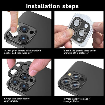 for iPhone 16 Pro/iPhone 16 Pro Max Camera Lens Protector - with Installation Tray, 9H Tempered Glass [Anti-Scratch] [Ultra HD Clear] Metal Individual Ring Camera Cover(Black Titanium)