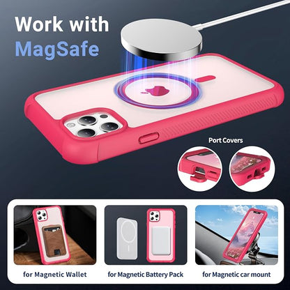 jaroco Magnetic for iPhone 11 Pro Max Case, [Compatible with MagSafe][Military Grade Drop Protection][Heavy Duty Protection][Non-Slip][Shockproof] 2-Layer Durable Bumper Phone Case 6.5''-Rose