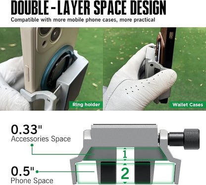 Dprofy Magnetic Golf Cart Phone Holder Golf Gifts for Men Golfers Golf Accessories Fit for All Popular Smart Phones Special Design for Thick Case and Ring Holder (Grey)