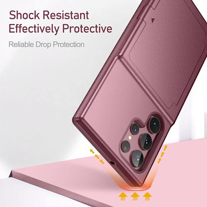 WeLoveCase for Samsung Galaxy S22 Ultra Wallet Case with Credit Card Holder & Hidden Mirror, All-Round Protection Shockproof Phone Cover Designed for Samsung Galaxy S22 Ultra, 6.8 Inch Burgundy