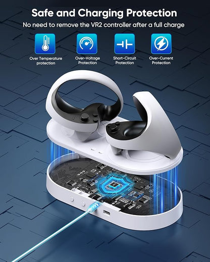 FASTSNAIL Charging Stand for PlayStation VR2, Multifunctional PS VR2 Headset & Sense Controllers Charge Dock Station with 10 RGB Light Modes of Memory, Storage Base Gaming Accessories for PS5 VR2
