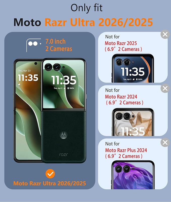 FNTCASE for Motorola Razr Ultra 2026/2025 Case, Fit for Magsafe, Black | Hinge Protection, Screen Protector, Magnetic Back,, 18FT Military Grade Drop Proof, Protective Phone Cover