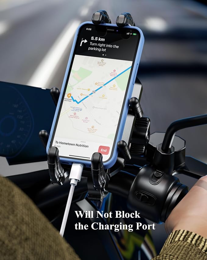 BRCOVAN Anti-Theft Motorcycle Phone Mount Holder with Vibration Dampener & High-Speed Secure Lock, Adjustable Size Handlebar Cellphone Cradle for Bike Bicycle Scooter ATV, Fit 5.4-7.2'' Smartphone