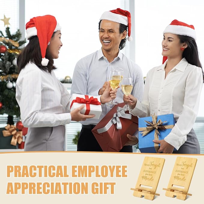 Ripeng 36 Pcs Employee Appreciation Gifts Bulk Bamboo Phone Stand for Desk Office Worker Thank You Gift for Administrative Team Coworkers Staff Graduation Nurse Teacher Week (Difference Made)