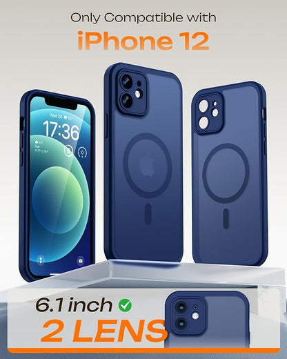 TOCOL for Phone 12 Case, Compatible with Magsafe Charger, Full Camera Protection, Drop Protection, Translucent Matte Phone Case for iPhone 12 6.1 inch (Dark Blue)