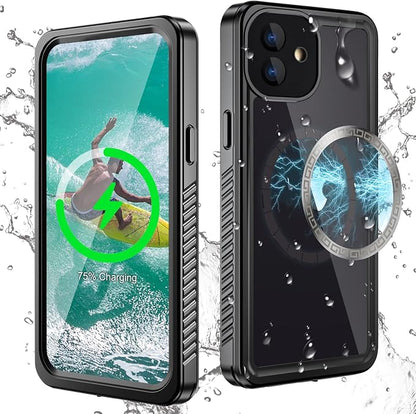WIFORT Magnetic for iPhone 12 Waterproof Case - [Certified Water Proof & Military Protection] with [Built-in Screen Protector], Full Body Shockproof Phone Case Cover for iPhone 12 6.1"