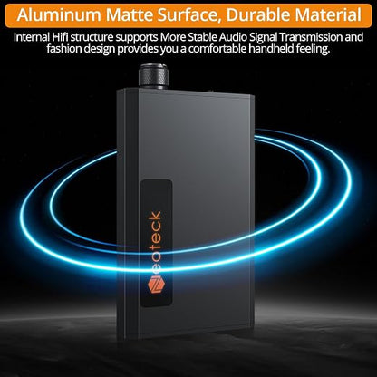 Neoteck Portable 3.5mm Headphone Amplifier with Bluetooth 5.0 Receiver, Two-Stage Gain Switch, 16-300 Ohm HiFi Earphone Amp, Aluminum Matte Surface