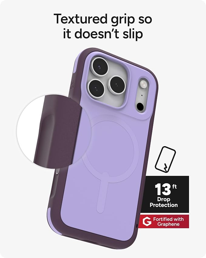 ZAGG Sedona Snap Case for iPhone 17 Pro - Purple Dusty Grape, Drop Protection (13ft/4m), Graphene-Reinforced Multi-Layer Protection, MagSafe Phone Case with Impact-Absorbing Bumpers, Slim