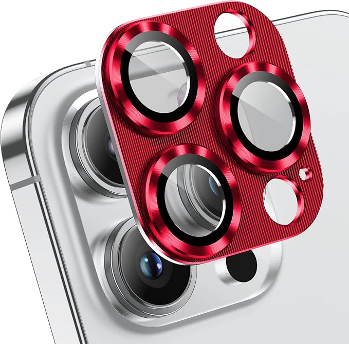 Korecase 2 Pack Compatible with iPhone 14 Pro/iPhone 14 Pro Max Metal Camera Lens Protector Tempered Glass Cover, Strong Adhesion, 9H Hardness Anti-Scratch Camera Rear Lens Film - Red
