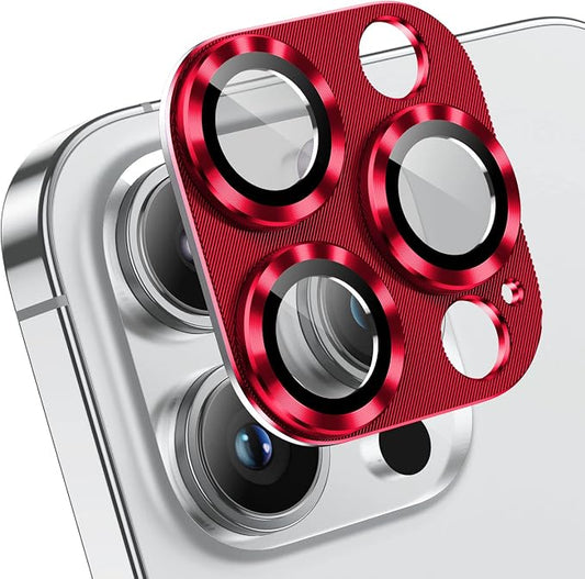 Korecase 2 Pack Compatible with iPhone 14 Pro/iPhone 14 Pro Max Metal Camera Lens Protector Tempered Glass Cover, Strong Adhesion, 9H Hardness Anti-Scratch Camera Rear Lens Film - Red