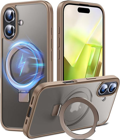 Chicfun 3-in-1 [Magnetic+Kickstand+Ring Holder] for iPhone 16 Case with Stand Ring Holder， Compatible with MagSafe, Military Shockproof Protective Kickstand Phone Case iPhone 16 Cover BronzeDesertTan