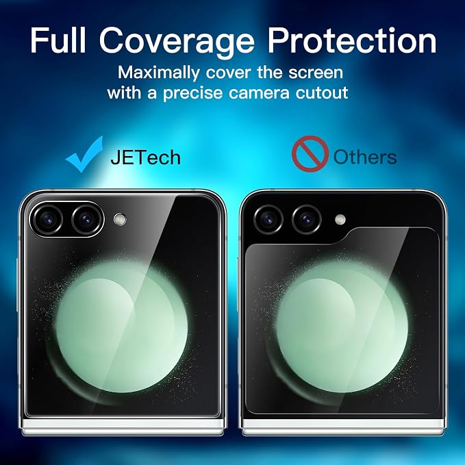 JETech Front Screen Protector for Samsung Galaxy Z Flip 5, 3-Pack | Full-Coverage PET Film, HD Clear, Case-Friendly Design