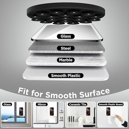 Magnetic Suction Cup Phone Mount with MagSafe, Silicone Hands-Free Grip Holder for iPhone Case and Android, Mirror Shower Phone Stand for Makeup FaceTime Gym Kitchen Bathroom, Black