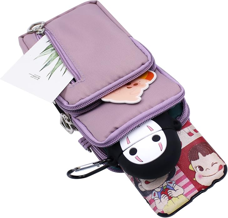JUMISEE 3-Layers Crossbody Bag Cellphone Pouch Armband Wallet Nylon Smartphone Purse