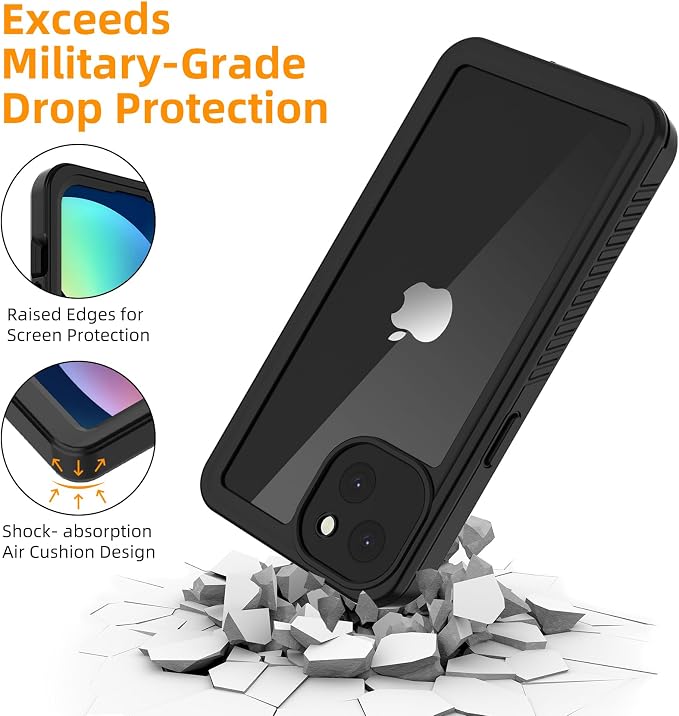 YMCCOOL for iPhone 13 case, iPhone 13 Waterproof case with Built in Sensitive Screen Protector, Full Body Rugged Heavy Duty Shockproof Waterproof Phone Case Cover for iPhone 13 6.1 inch Black